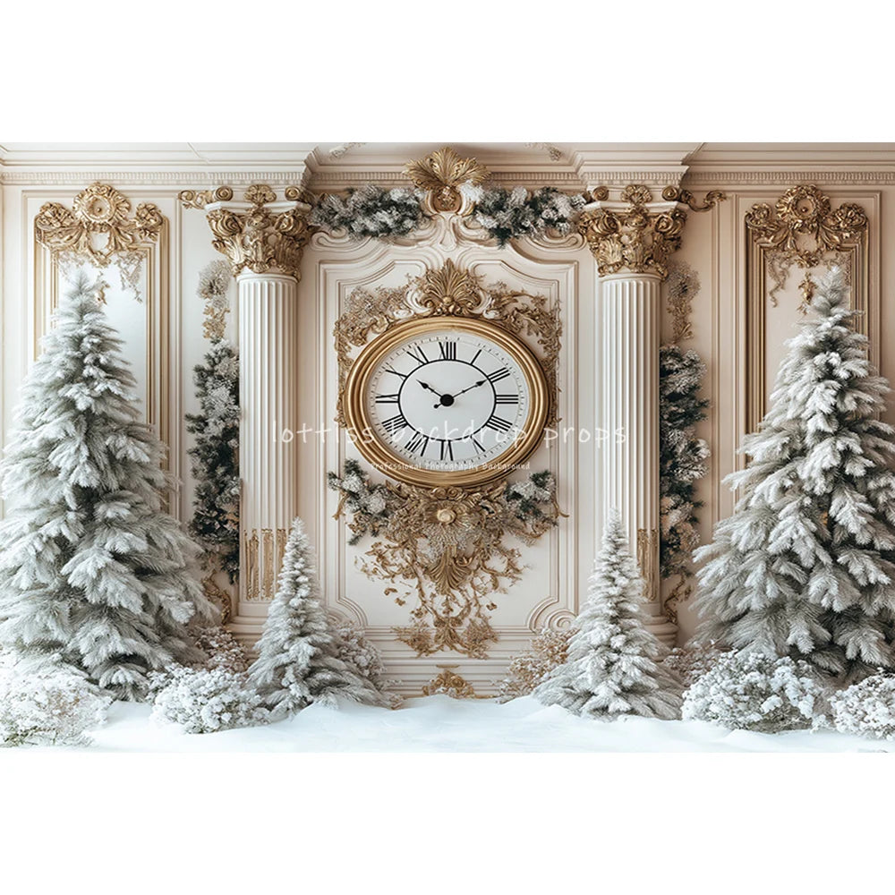 Winter Carousel Snowy Forrest Ferris Wheel Backdrops Kids Baby Photocall Christmas Trees Trains Backgrounds