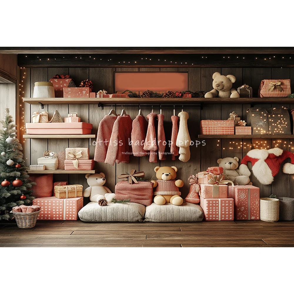 Christmas Closet Cupboard Backdrops Kids Adult Photography Child Baby Photocall Decors Winter Bedroom Backgrounds