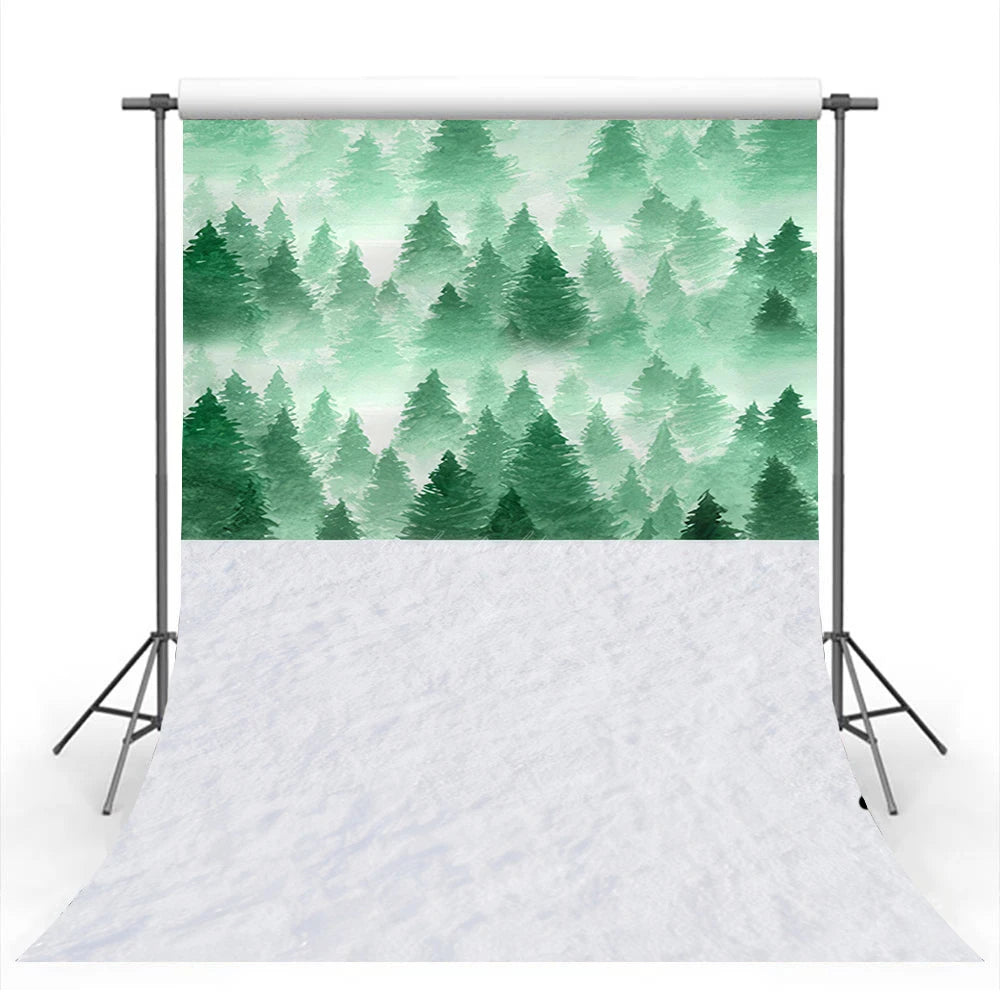 Snowy Spruce Forest Winter Backdrop Baby Kids Portrait Family Party Photocall Photograhy Background Studio Decors