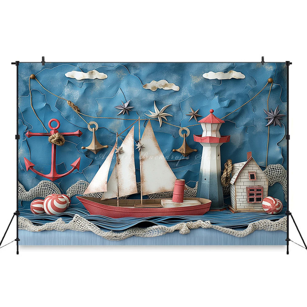 Navigation Exploration Backdrop Kids Baby Cake Smash Photography Props Sea Boat Child Adult Birthday Studio Backgrounds