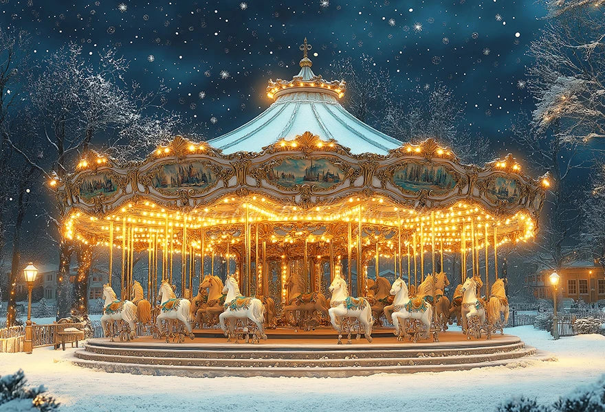 Christmas Backdrop Wooden Barn With Large Doors Kids Baby Cake Smash Photocall Decors Themed Carousel Studio Backgrounds