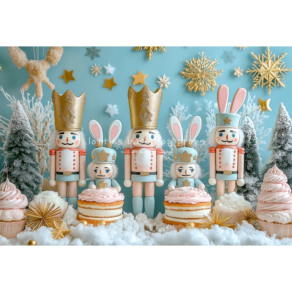 Christmas Pink Nutcracker Backdrops Kids Family Photography Child Baby Photocall Gingerbread Cottage Backgrounds