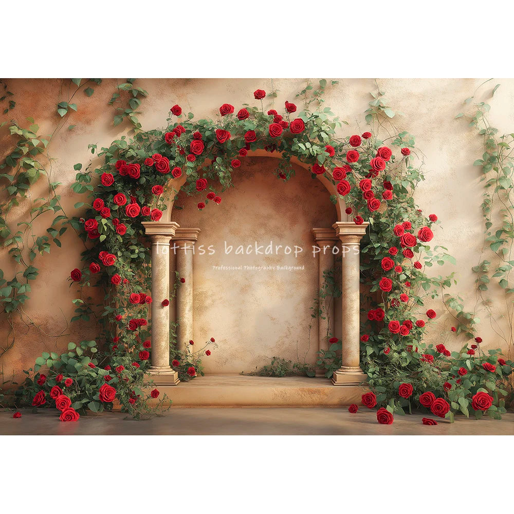 Retro Rose Arch Wall Backdrops Kids Lover Valentine's Day Photography Child Baby Photocall Classic Archway Backgrounds