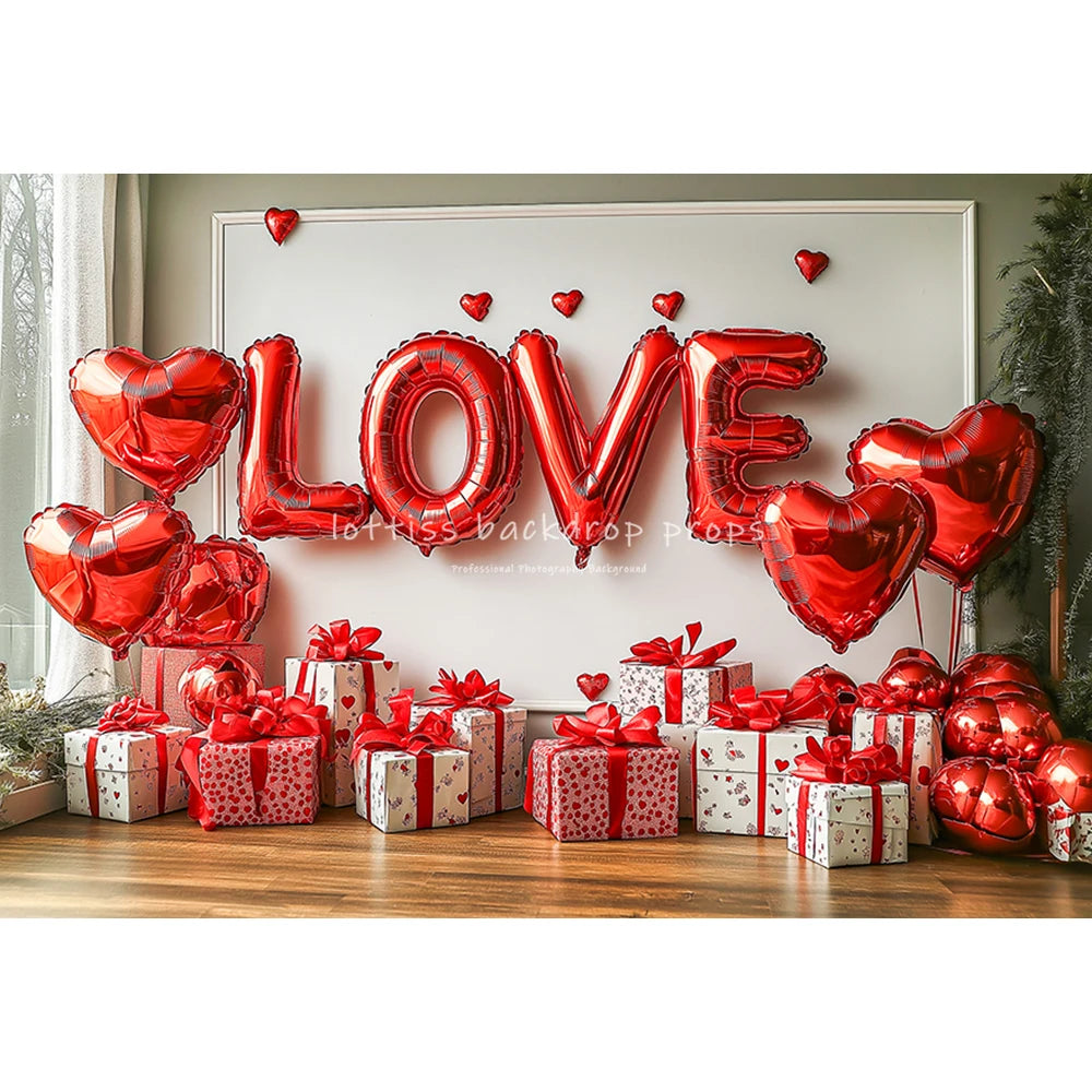 Love Balloons Wall Valentine's Day Backdrops Kids Adult Photography Child Baby Cake Smash Photocall Red Rainbow Backgrounds