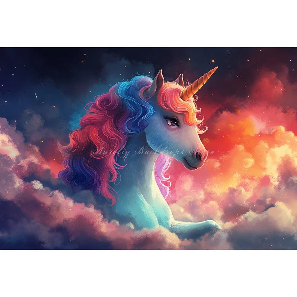 Colourful Unicorn Photography Backdrop Kids Baby 1st Birthday Photocall Decors Child Girls Adult Cake Smash Photo Backgrounds