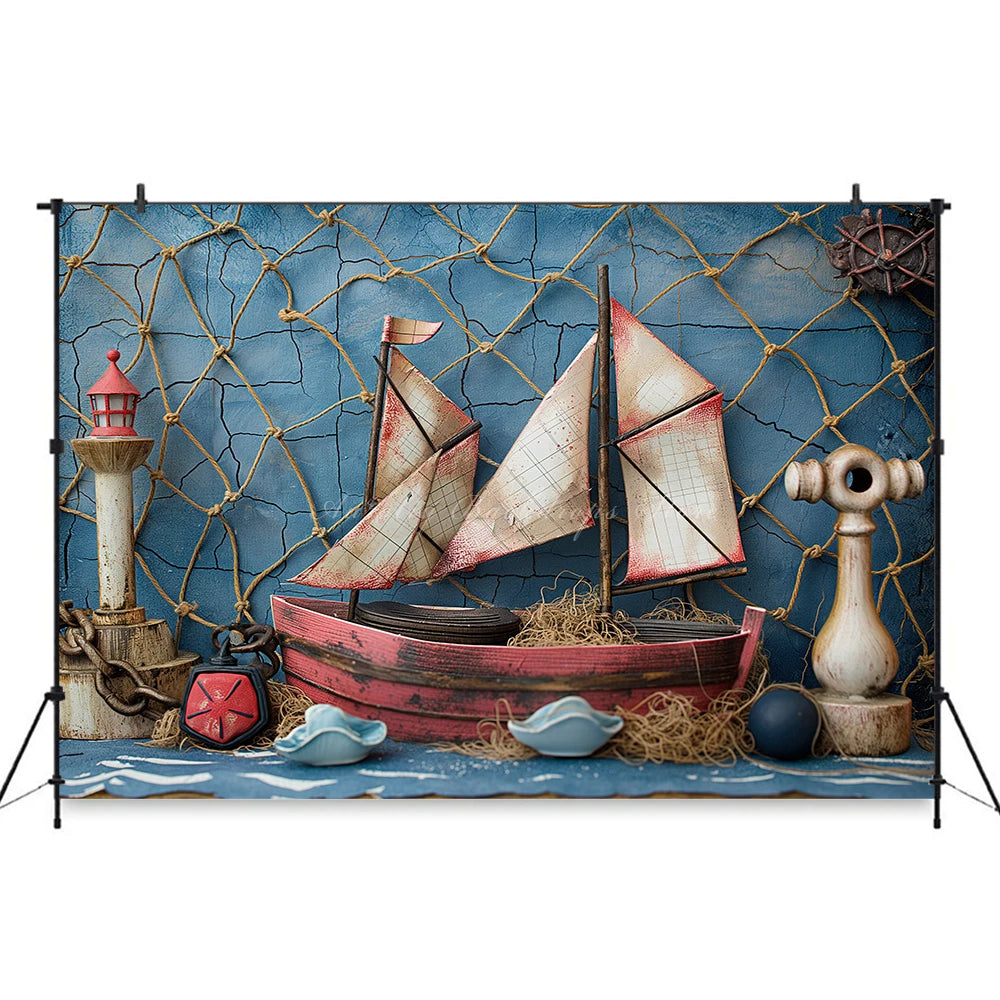 Navigation Exploration Backdrop Kids Baby Cake Smash Photography Props Sea Boat Child Adult Birthday Studio Backgrounds