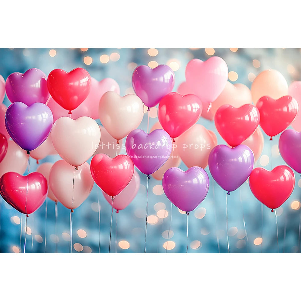 Love Balloons Wall Valentine's Day Backdrops Kids Adult Photography Child Baby Cake Smash Photocall Red Rainbow Backgrounds