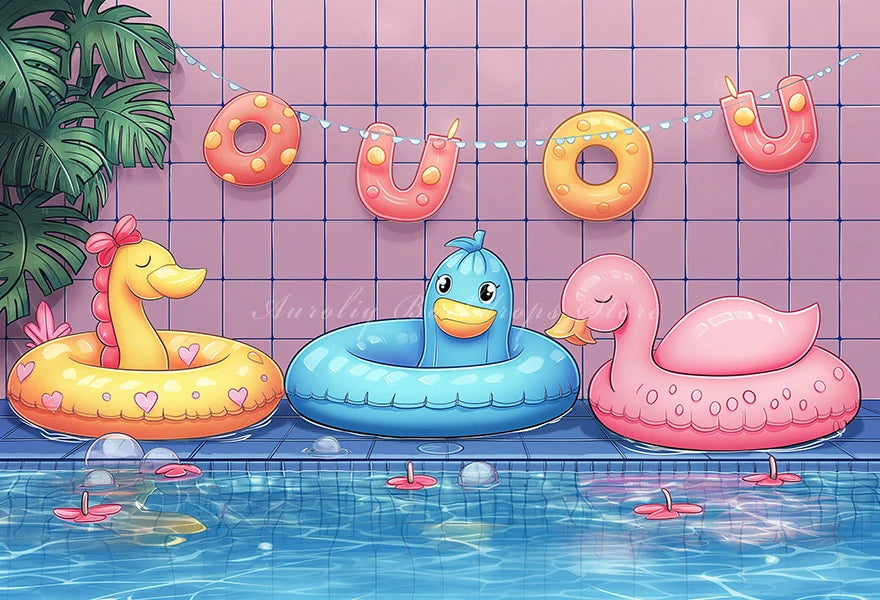 Swimming Pool Photography Backdrop Kids Baby Cake Smash Photocall Decors Summer Holiday Child Adult Birthday Backgrounds
