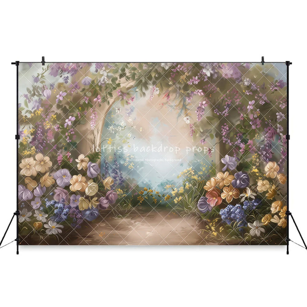 Easter Spring Barn Doors Backdrops Kids Adult Photography Wooden Barn Door Bunny Eggs Garden Entrance Floral Garden Backgrounds