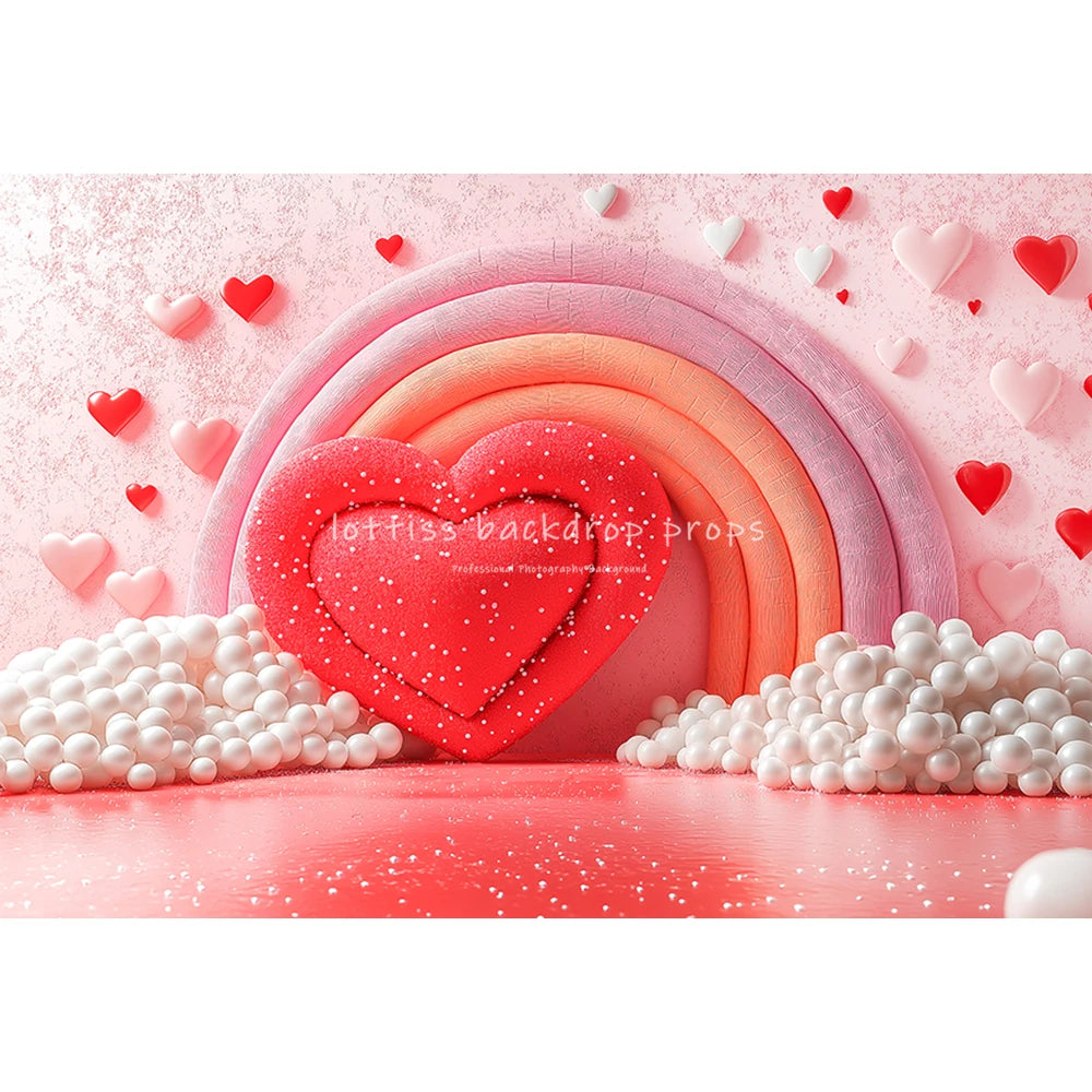 Love Balloons Wall Valentine's Day Backdrops Kids Adult Photography Child Baby Cake Smash Photocall Red Rainbow Backgrounds