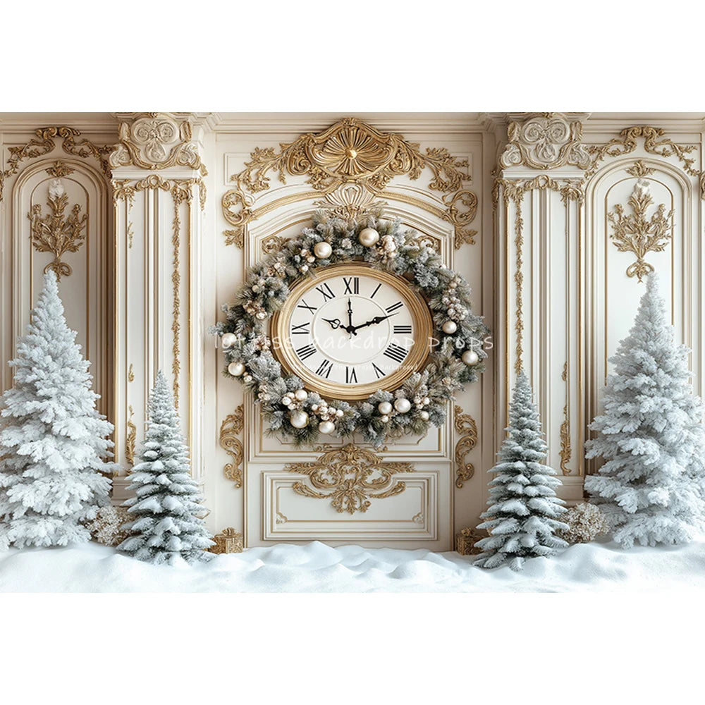 Winter Carousel Snowy Forrest Ferris Wheel Backdrops Kids Baby Photocall Christmas Trees Trains Backgrounds
