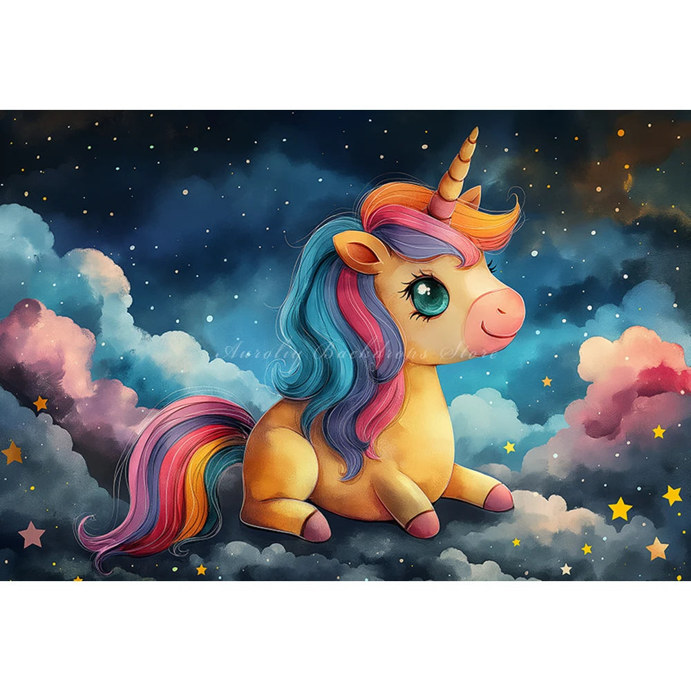 Colourful Unicorn Photography Backdrop Kids Baby 1st Birthday Photocall Decors Child Girls Adult Cake Smash Photo Backgrounds