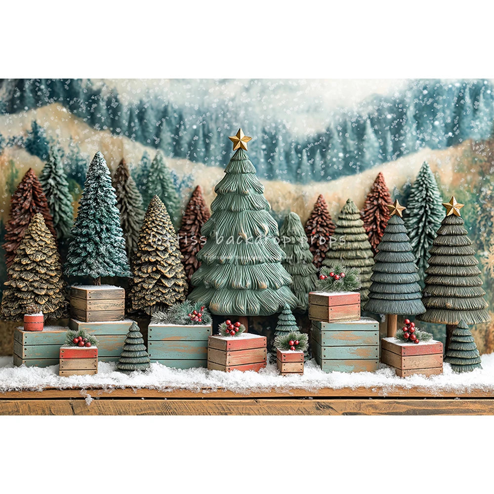 Winter Pine Forest Backdrops Kids Baby Photography Child Photocall Xmas Snowy Trees Decors Backgrounds