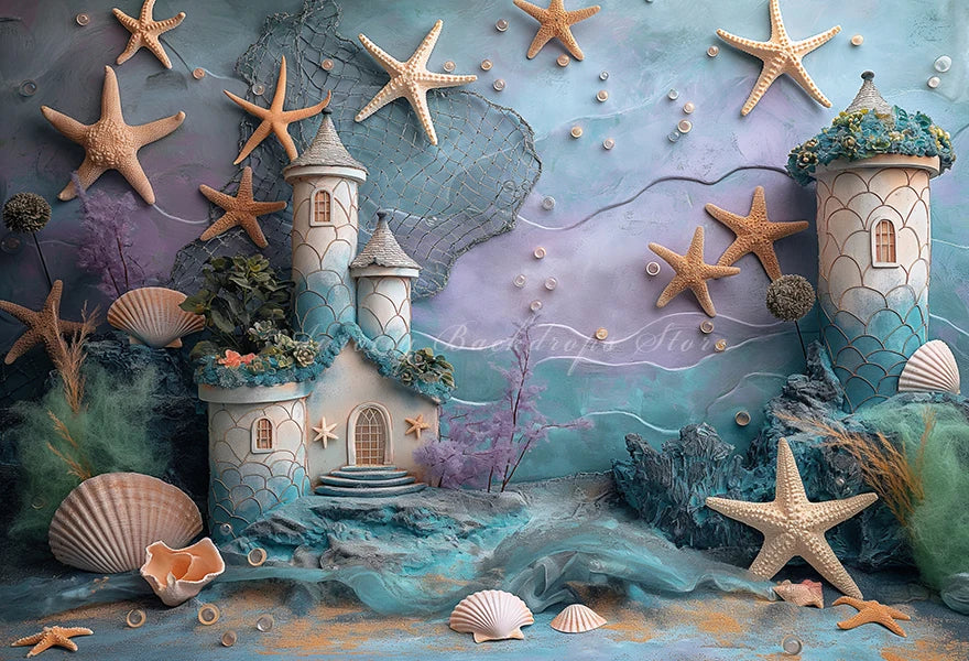 Cute Undersea Castle Backdrop Kids Baby Cake Smash Photography Props Child Girls Adult Birthday Backgrounds