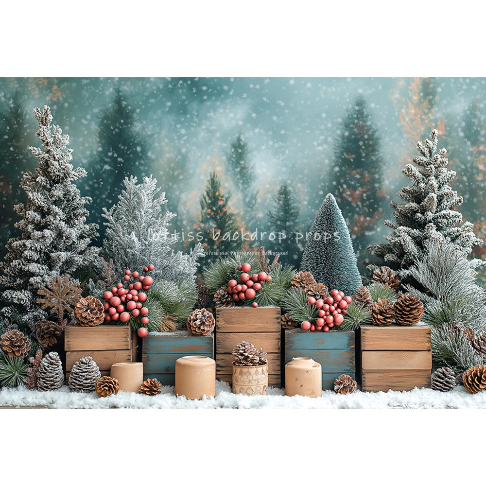 Winter Pine Forest Backdrops Kids Baby Photography Child Photocall Xmas Snowy Trees Decors Backgrounds
