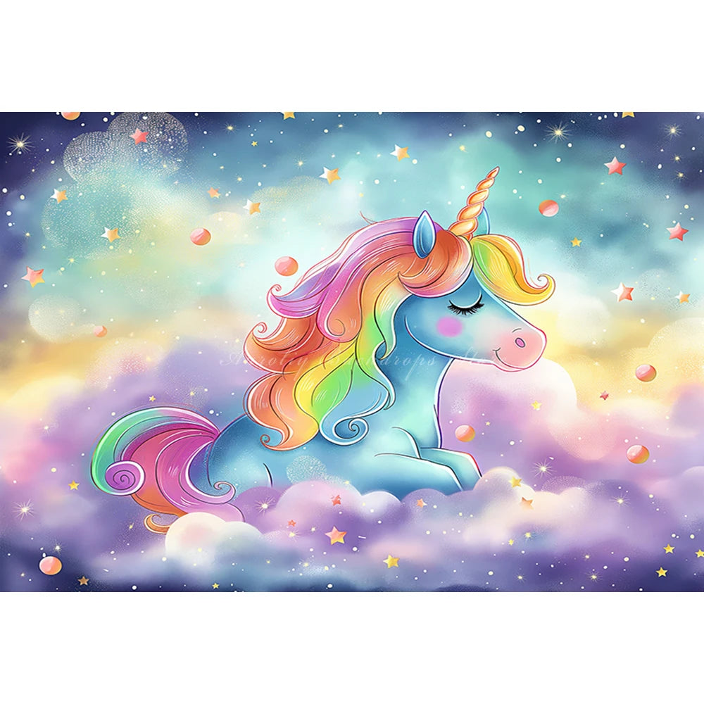 Colourful Unicorn Photography Backdrop Kids Baby 1st Birthday Photocall Decors Child Girls Adult Cake Smash Photo Backgrounds