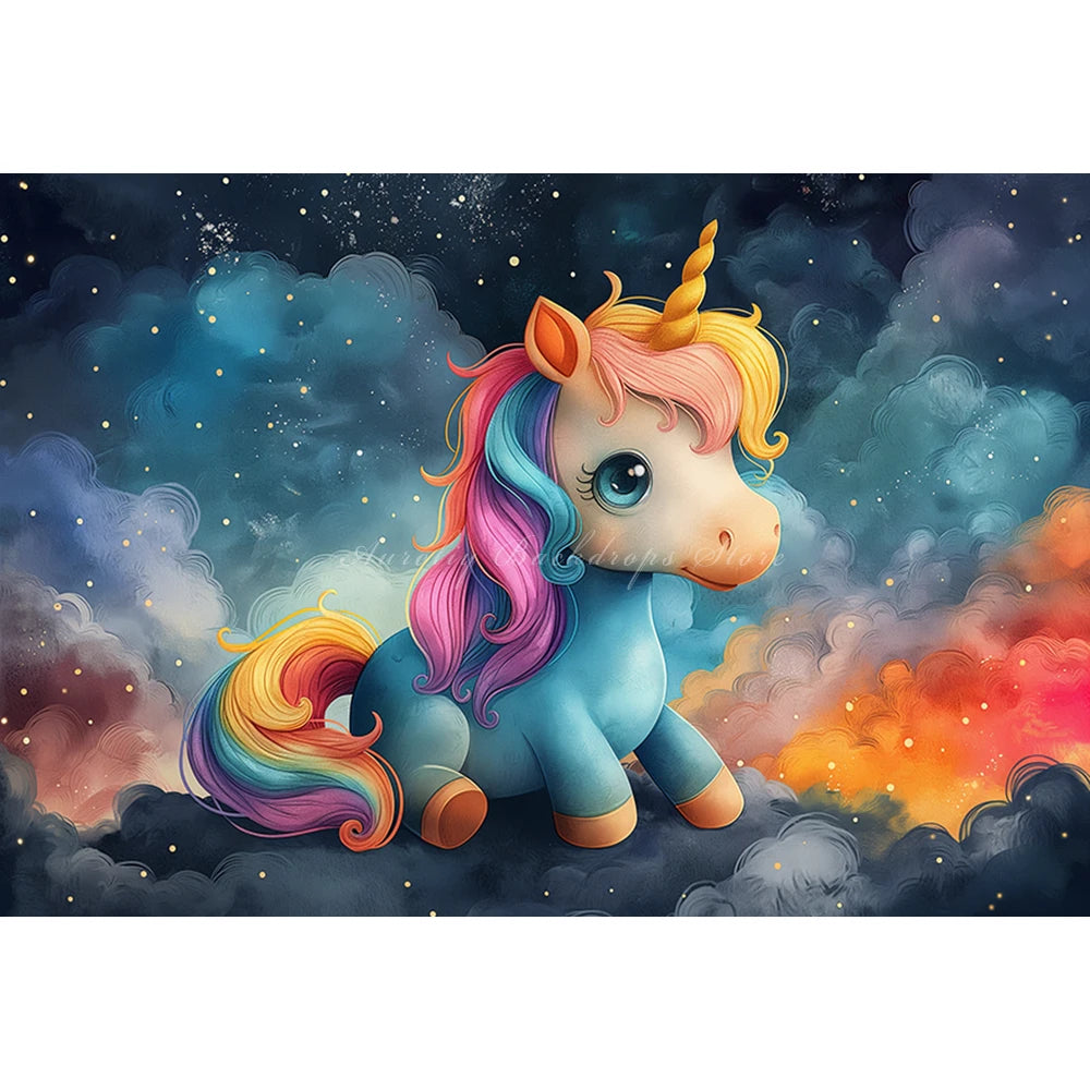 Colourful Unicorn Photography Backdrop Kids Baby 1st Birthday Photocall Decors Child Girls Adult Cake Smash Photo Backgrounds