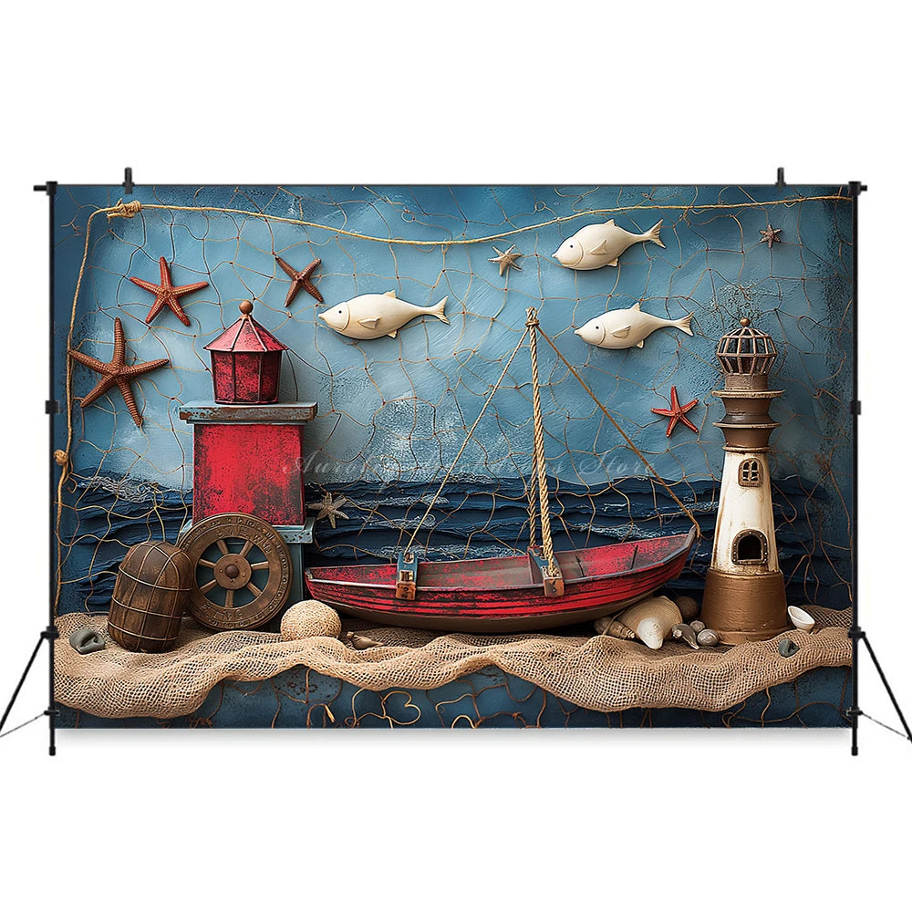 Navigation Exploration Backdrop Kids Baby Cake Smash Photography Props Sea Boat Child Adult Birthday Studio Backgrounds
