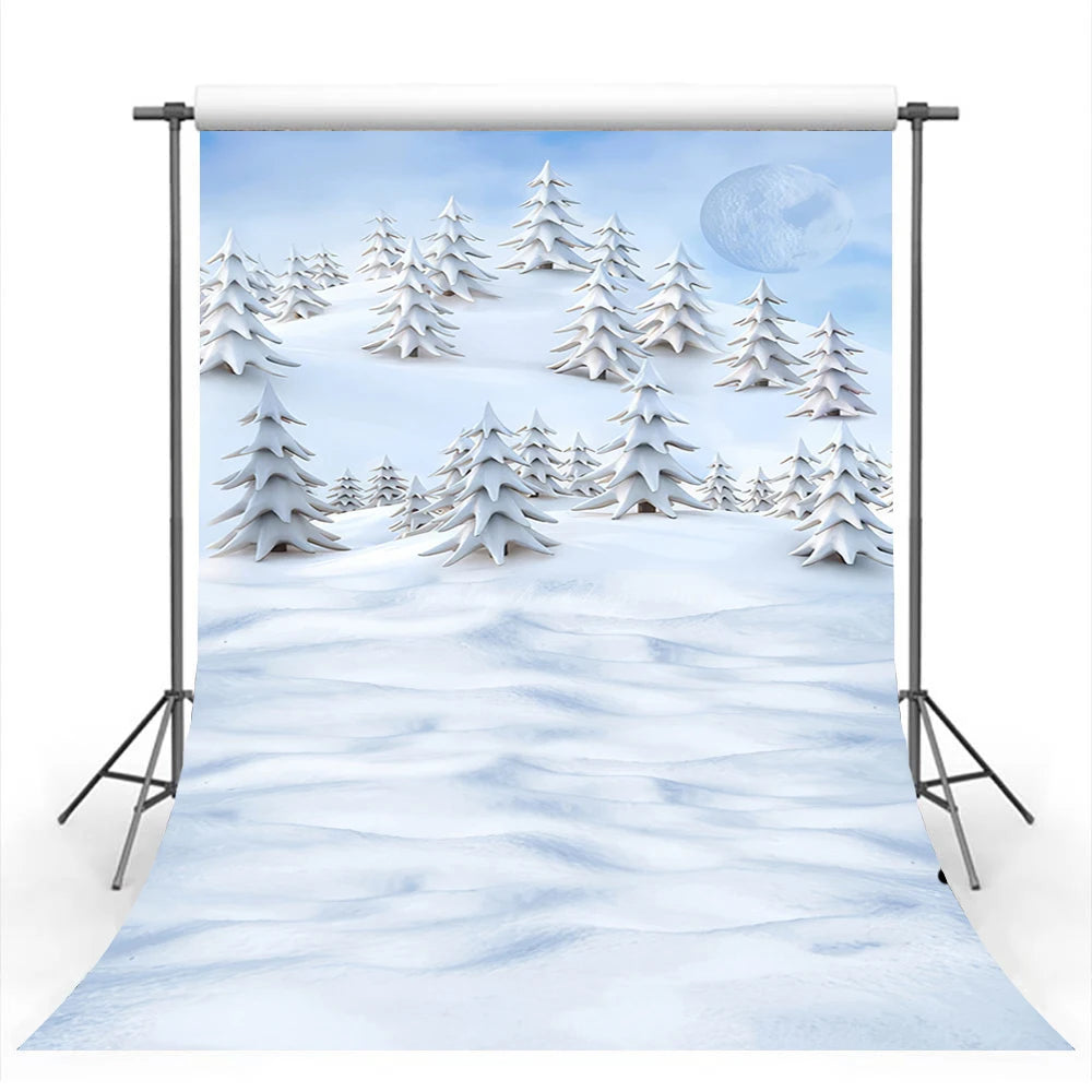 Snowy Spruce Forest Winter Backdrop Baby Kids Portrait Family Party Photocall Photograhy Background Studio Decors