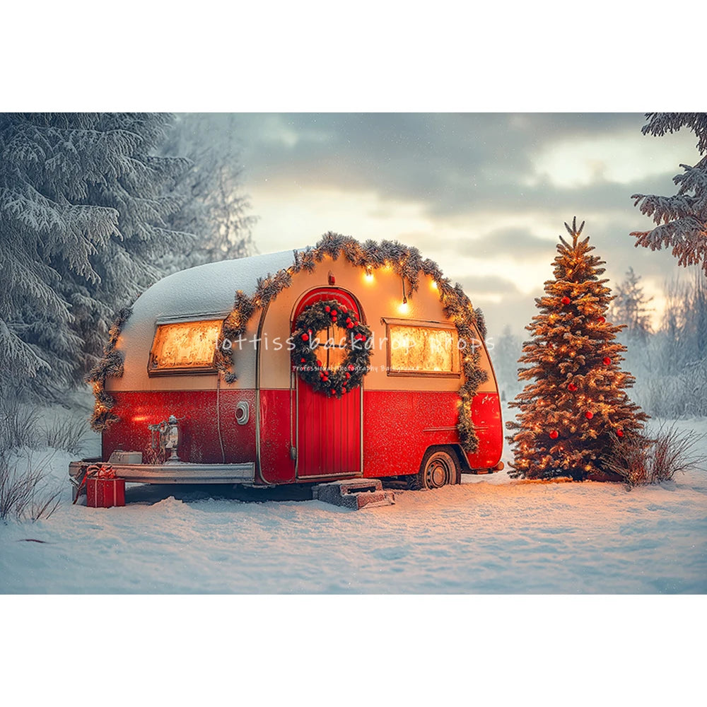 Winter Pine With Snowflake Street Backdrops Kids Adult Photography Child Baby Snowy Country Streets Lamp Camping Backgrounds