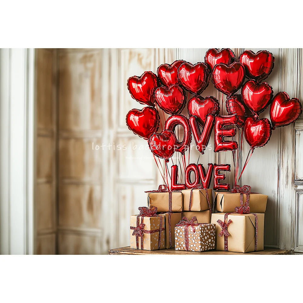 Love Balloons Wall Valentine's Day Backdrops Kids Adult Photography Child Baby Cake Smash Photocall Red Rainbow Backgrounds