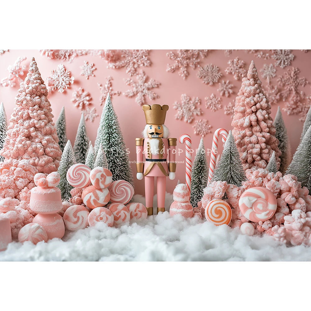 Christmas Pink Nutcracker Backdrops Kids Family Photography Child Baby Photocall Gingerbread Cottage Backgrounds