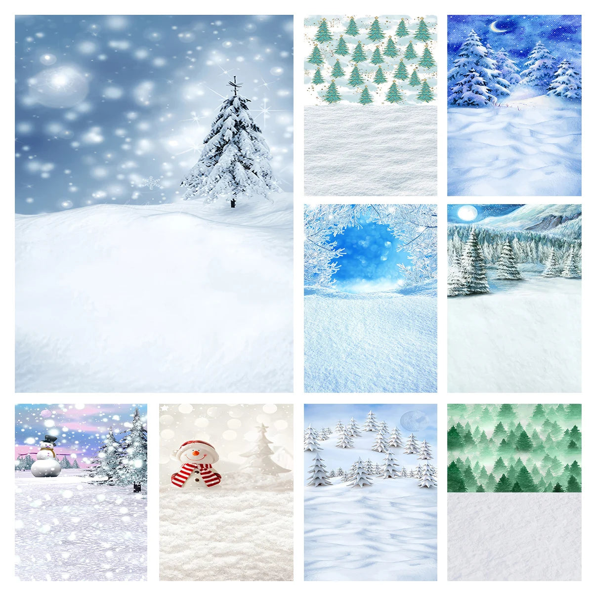 Snowy Spruce Forest Winter Backdrop Baby Kids Portrait Family Party Photocall Photograhy Background Studio Decors