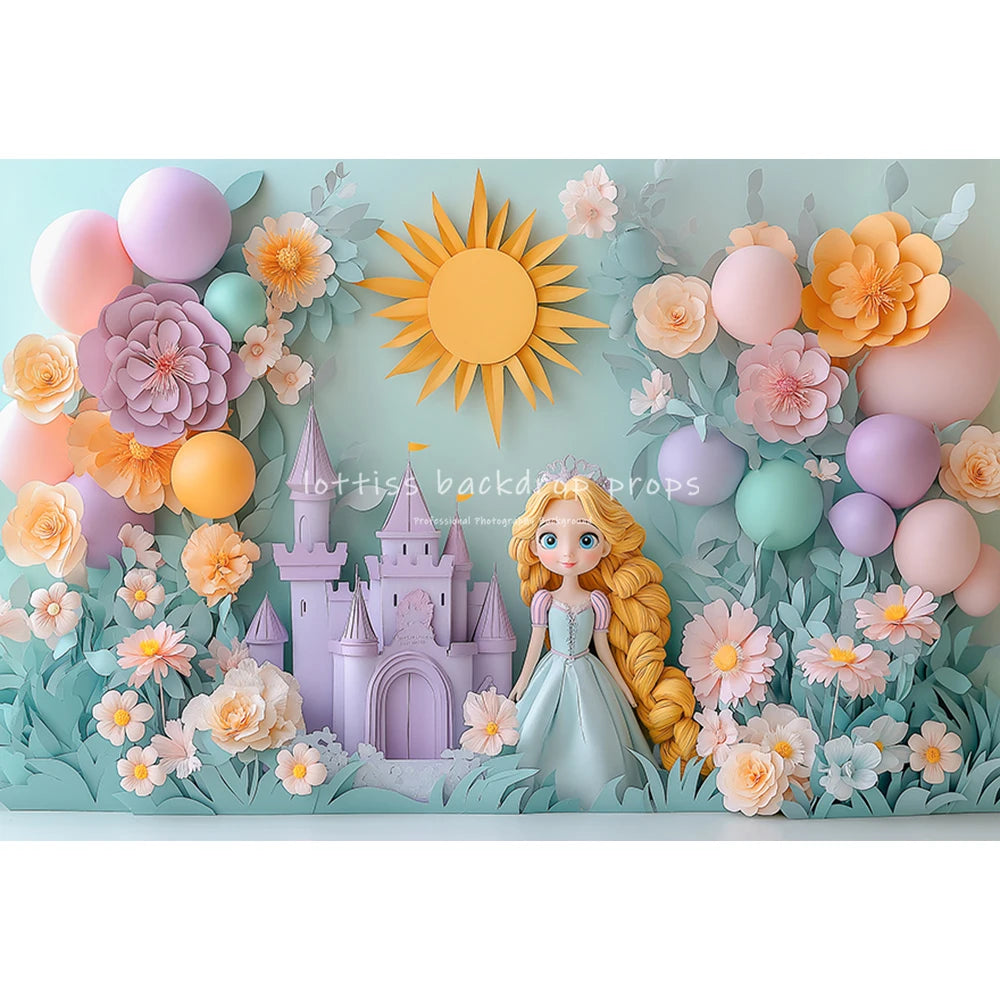 Wonderland Balloons Princess Castle Backdrops Kids Baby Birthday Cake Smash Photocall Backgrounds