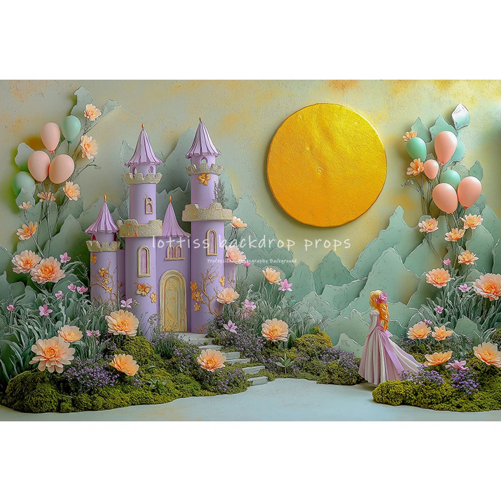 Wonderland Balloons Princess Castle Backdrops Kids Baby Birthday Cake Smash Photocall Backgrounds