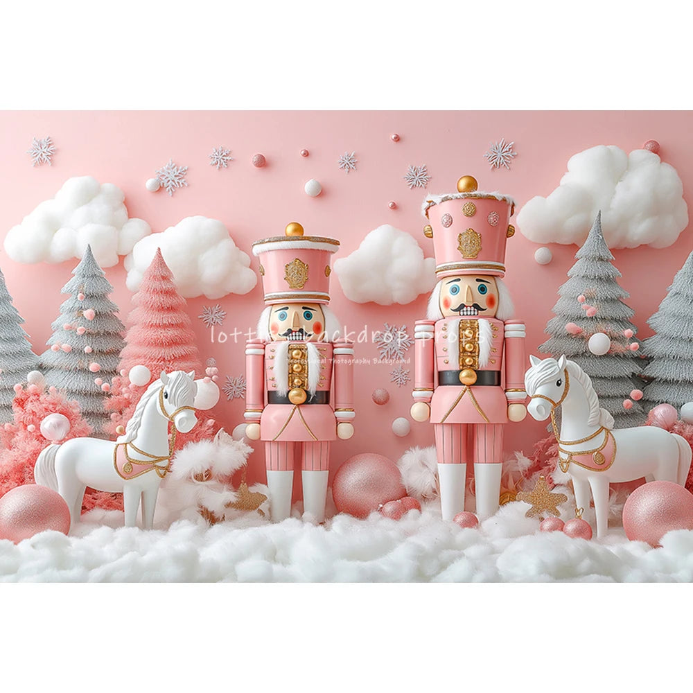 Christmas Pink Nutcracker Backdrops Kids Family Photography Child Baby Photocall Gingerbread Cottage Backgrounds