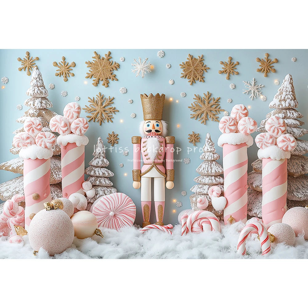 Christmas Pink Nutcracker Backdrops Kids Family Photography Child Baby Photocall Gingerbread Cottage Backgrounds