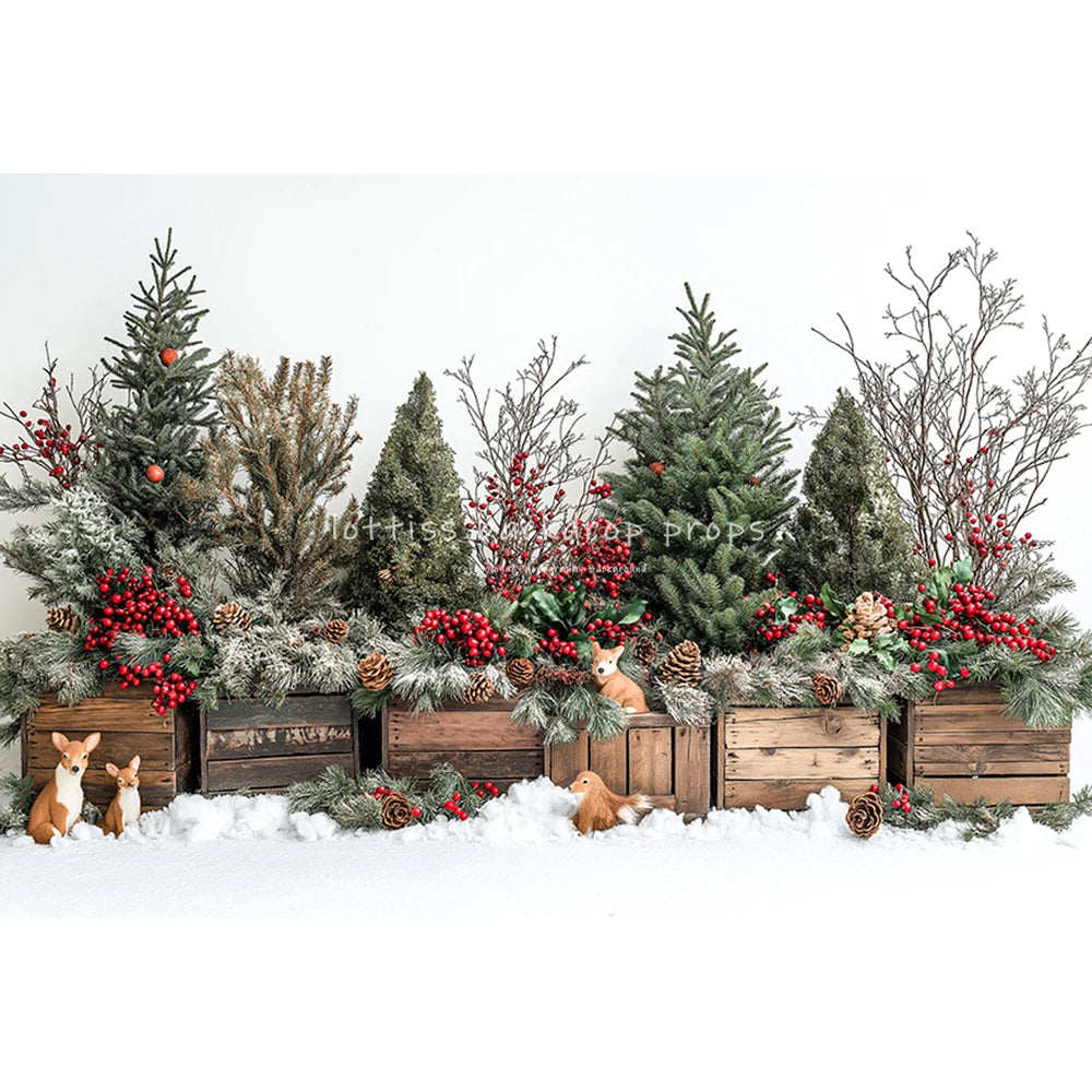 Winter Pine Forest Backdrops Kids Baby Photography Child Photocall Xmas Snowy Trees Decors Backgrounds