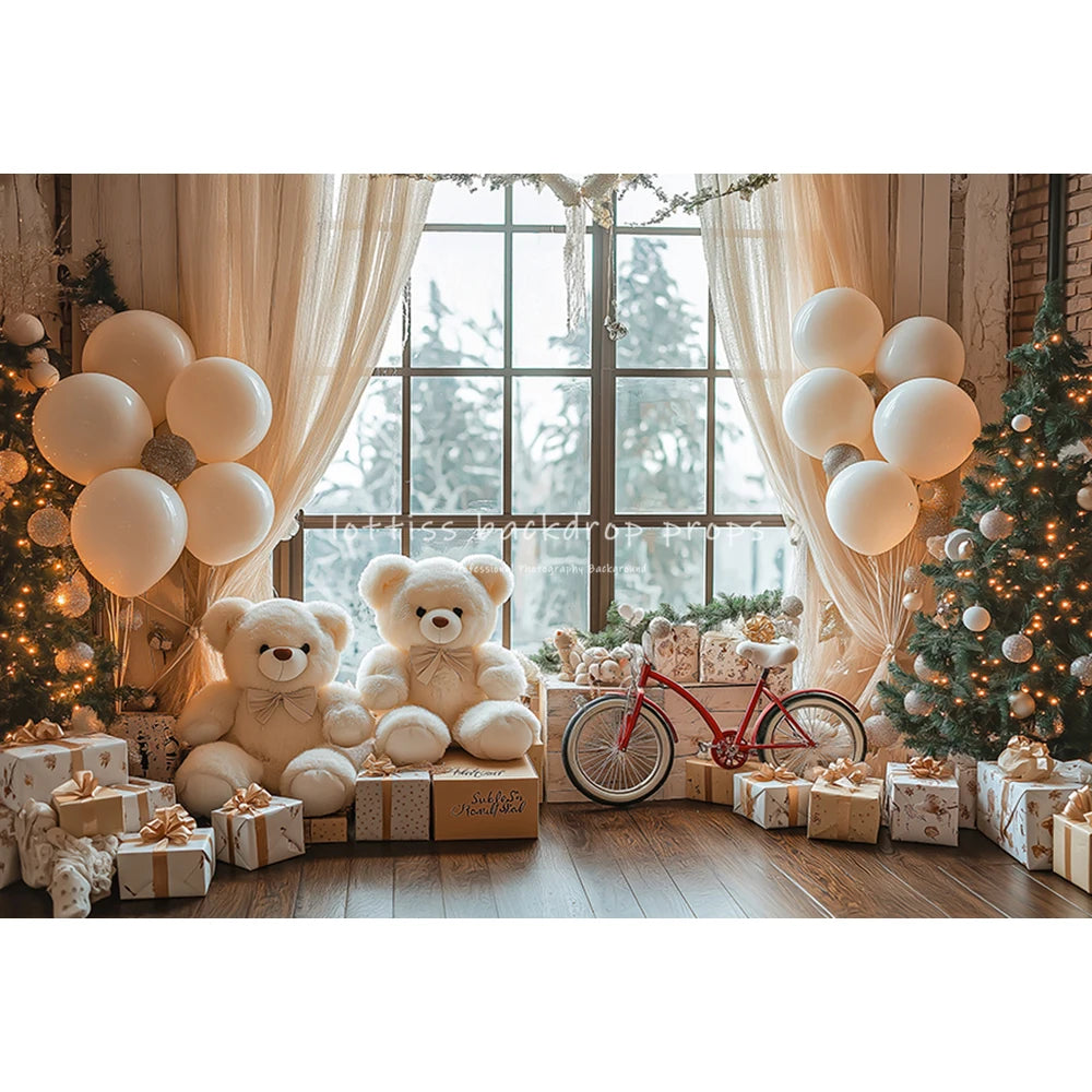 Christmas Streets Bicycle Cottage Backdrops Kids Adult Photography Props Child Photocall Winter Window Snowflake Backgrounds