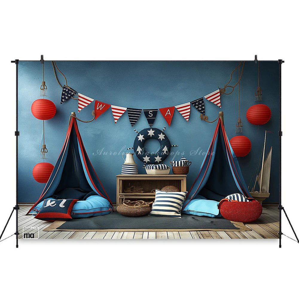 Navigation Exploration Backdrop Kids Baby Cake Smash Photography Props Sea Boat Child Adult Birthday Studio Backgrounds