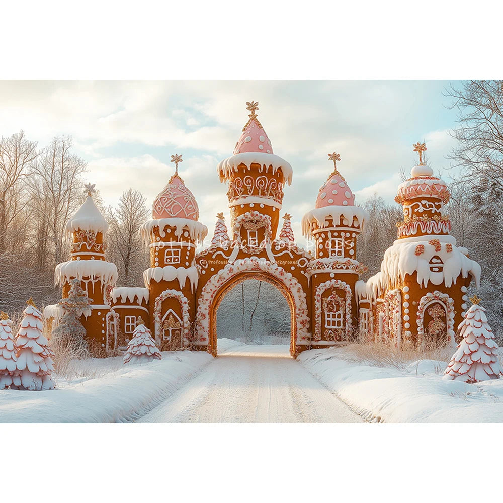 Christmas Snowy Retro Arch Door Entrance Backdrops Kids Adult Photography Child Baby Photocall WInter Forest Castle Backgrounds