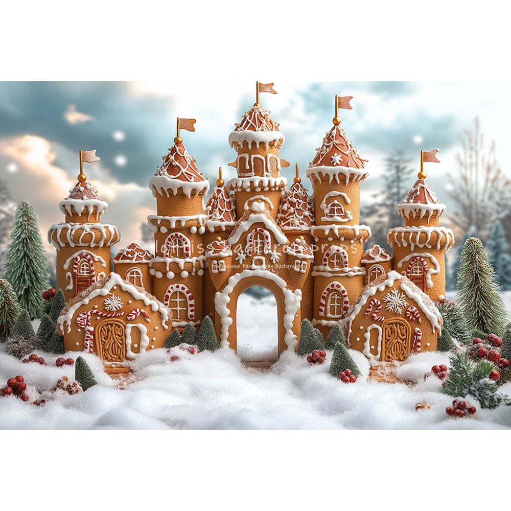 Christmas Snowy Retro Arch Door Entrance Backdrops Kids Adult Photography Child Baby Photocall WInter Forest Castle Backgrounds