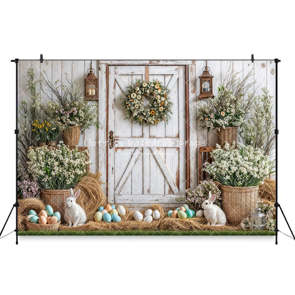 Cottontail Corner Easter Garden Backdrops Kids Baby Photography Child Adult Photocall Decors Wooden Barn Cottage Backgrounds