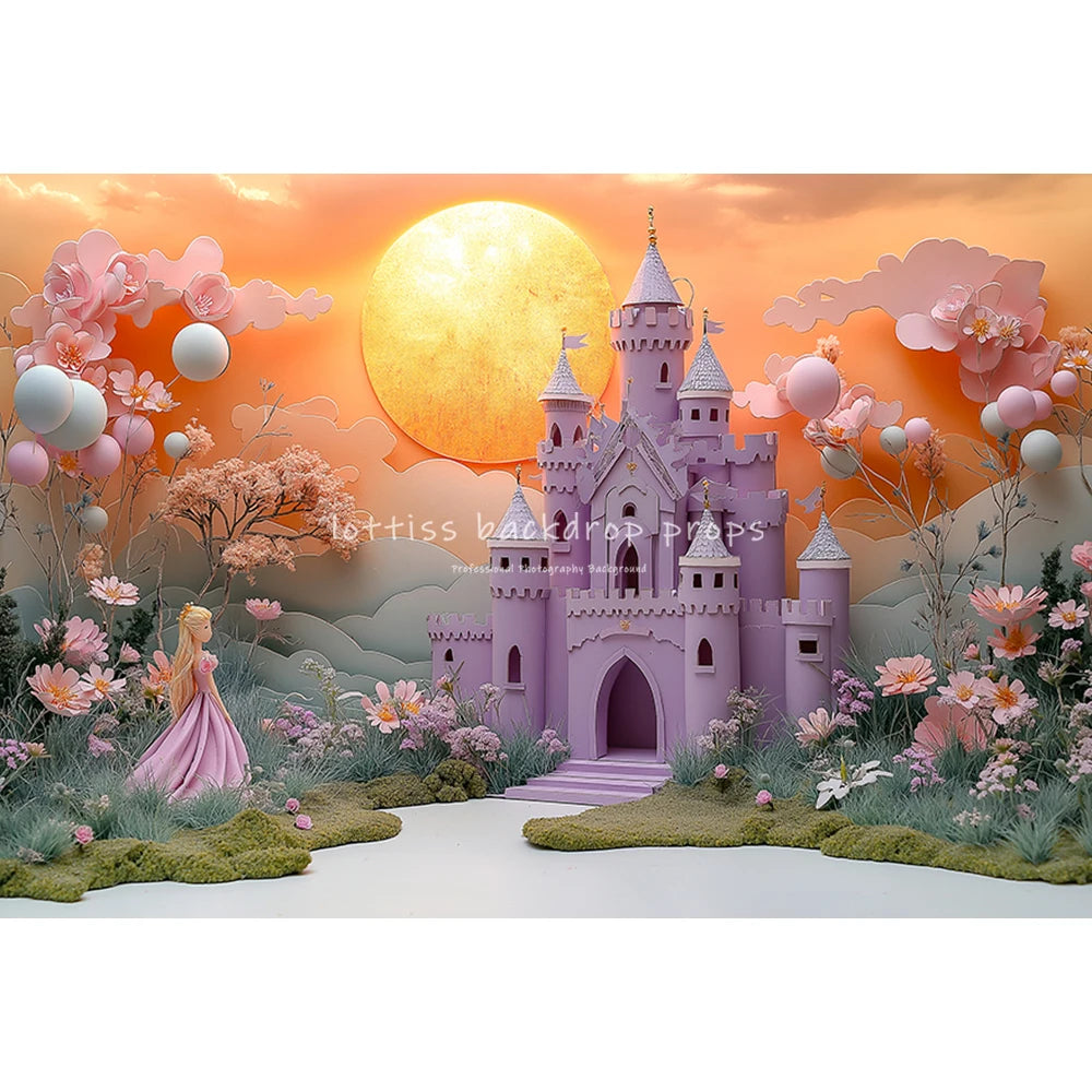 Wonderland Balloons Princess Castle Backdrops Kids Baby Birthday Cake Smash Photocall Backgrounds