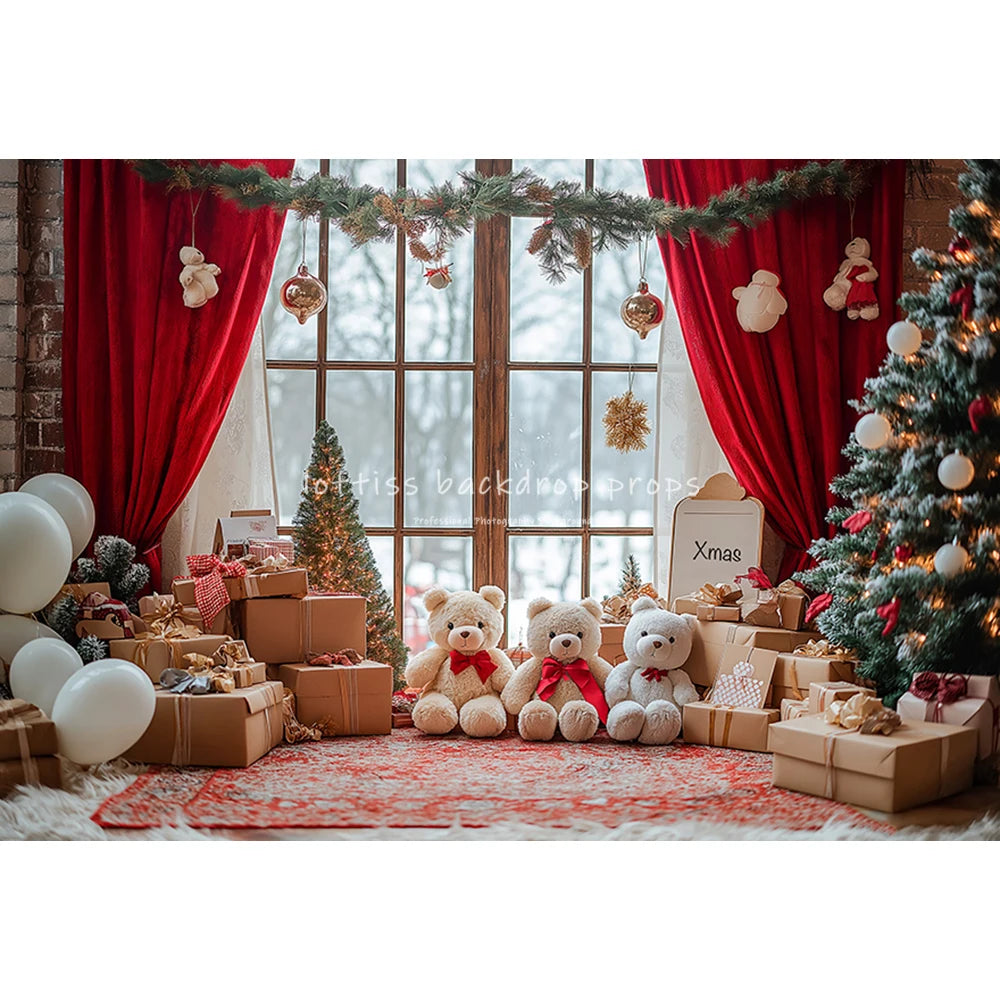 Christmas Streets Bicycle Cottage Backdrops Kids Adult Photography Props Child Photocall Winter Window Snowflake Backgrounds