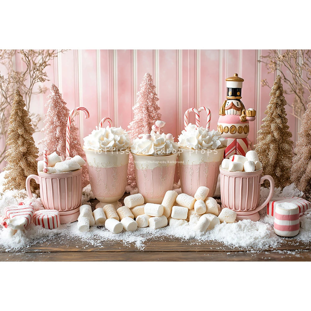 Christmas Pink Nutcracker Backdrops Kids Family Photography Child Baby Photocall  Gingerbread Cottage Backgrounds