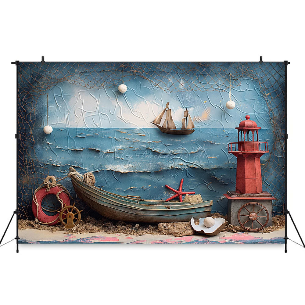 Navigation Exploration Backdrop Kids Baby Cake Smash Photography Props Sea Boat Child Adult Birthday Studio Backgrounds