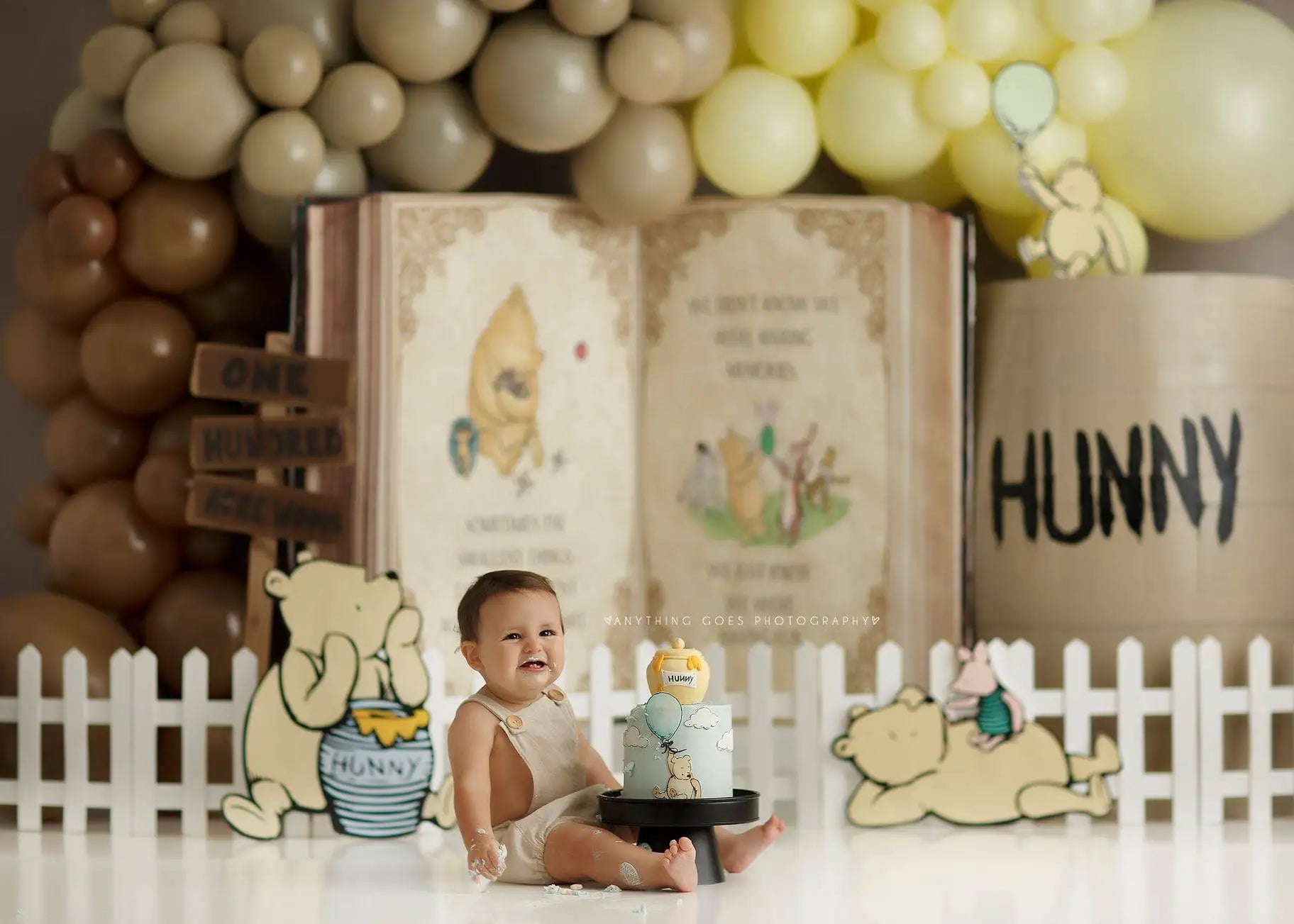 Pooh Bear Forest Backdrop Kids Baby Cake Smash Photography Props Honey Acrewoods Child Birthday Dceor Studio Backgrounds