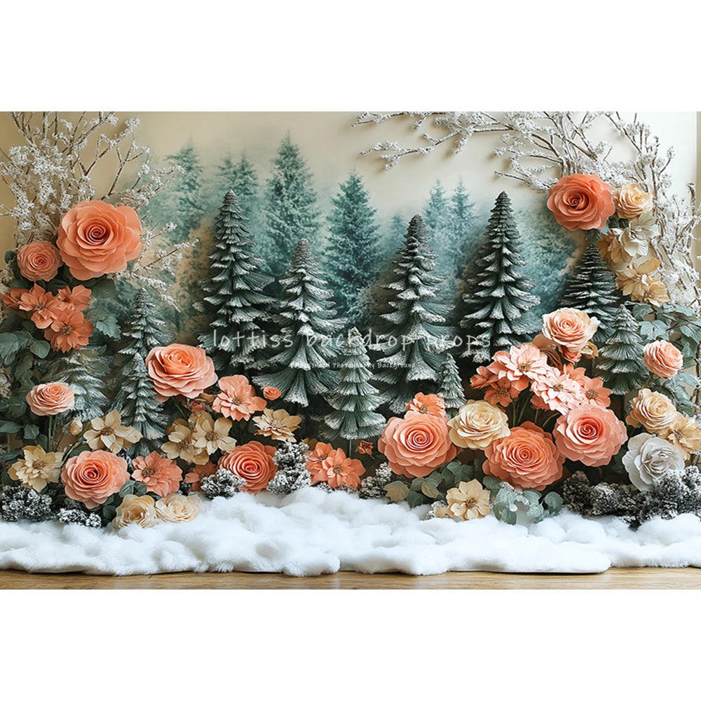 Christmas Pine Trees Winter Snowy Country Backdrops Kids Adult Photography Child Photocall Snowflake Country Entrance Background