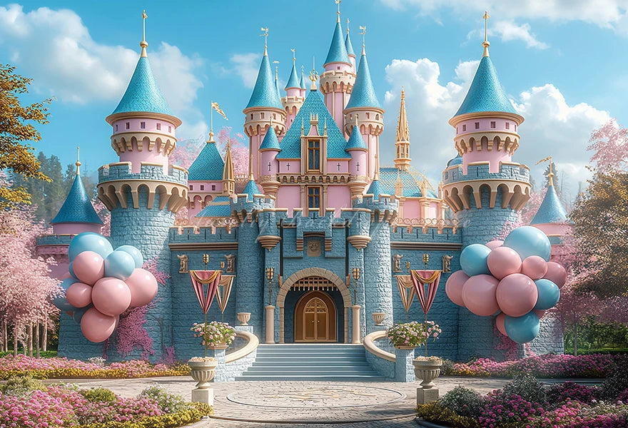 Magical Castle Photography Backdrop Hot Air Balloon Kids Baby Cake Smash Photocall Decors Child Adult Birthday Party Backgrounds