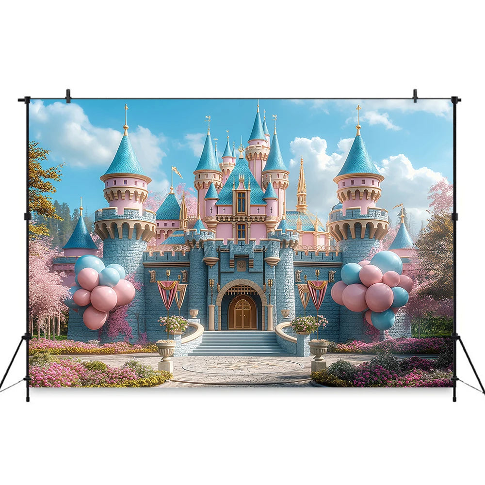 Magical Castle Photography Backdrop Hot Air Balloon Kids Baby Cake Smash Photocall Decors Child Adult Birthday Party Backgrounds