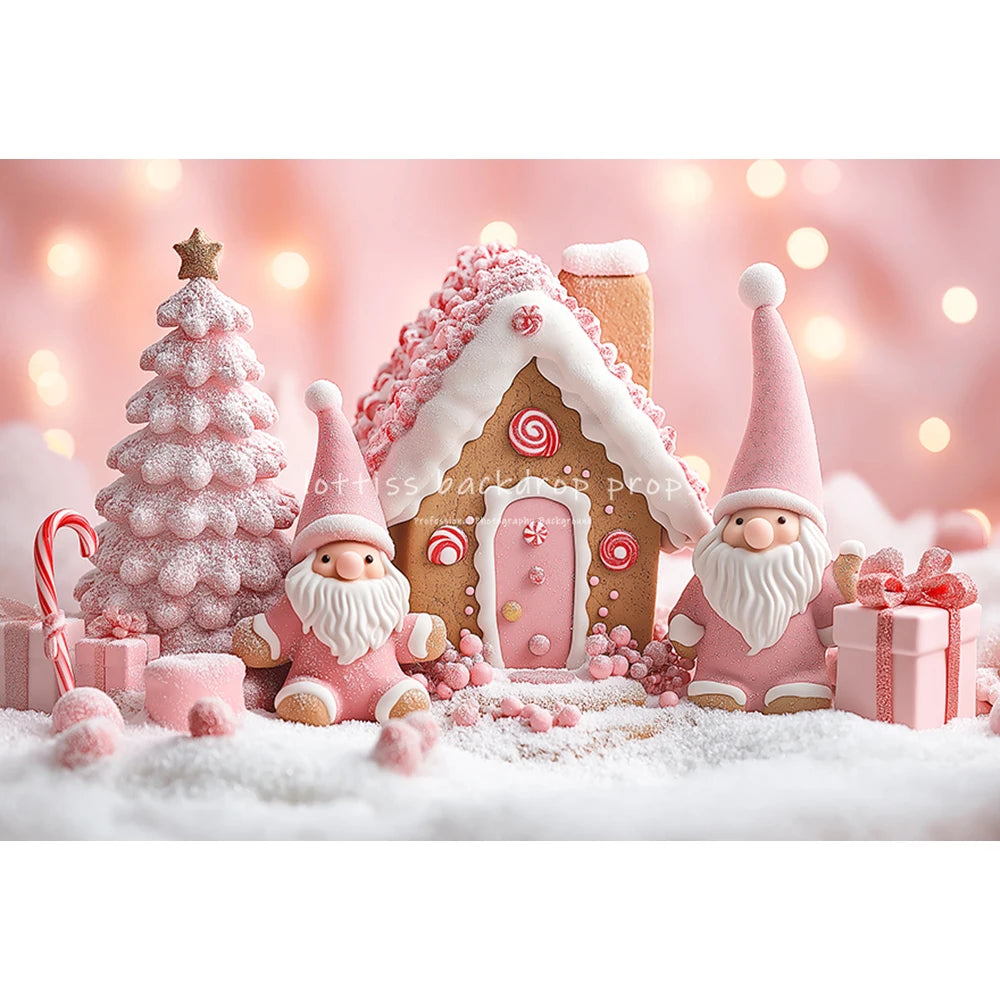 Winter Snowy Cottage Gingerbread House Backdrops Kids Baby Photography Fireplace Snowy Town Backgrounds