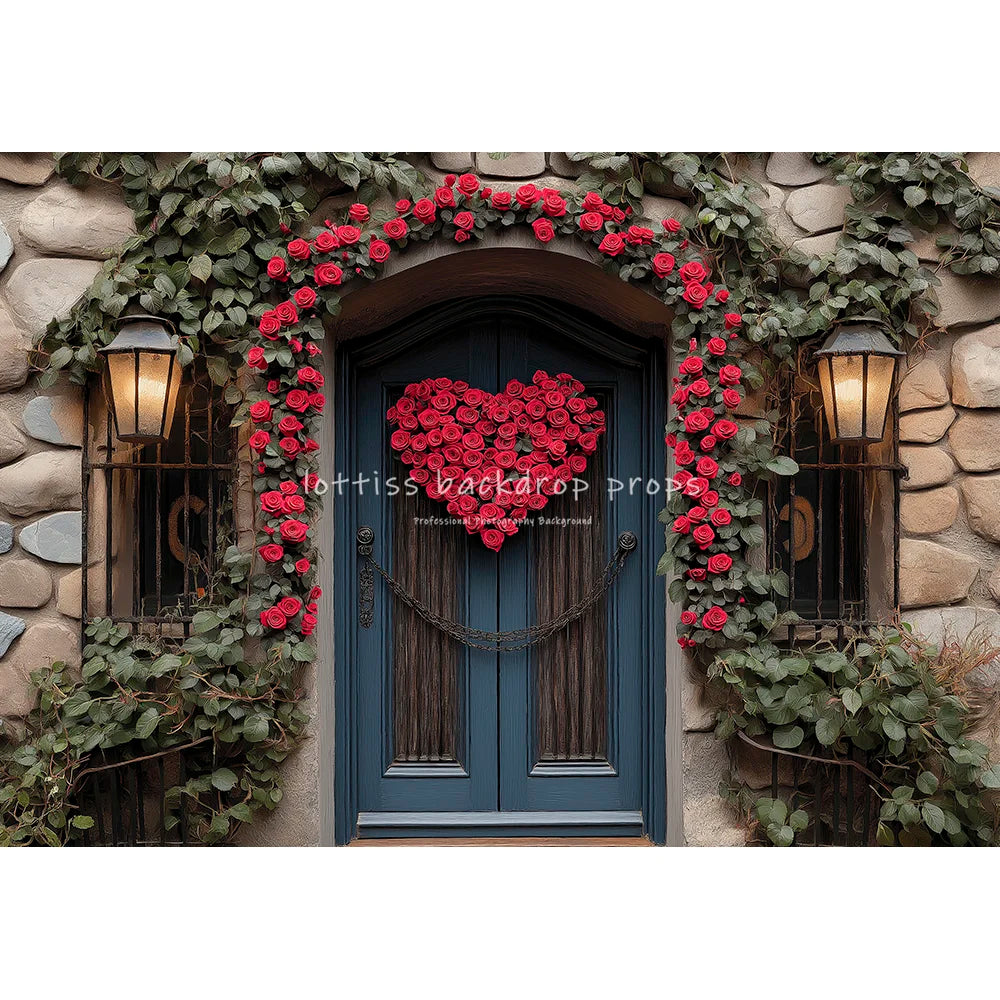 Valentine's Day Cottage Backdrops Kids Lover Photography Child Baby Photocall Rose Brick House Outwall Garden Stone Road Backgro