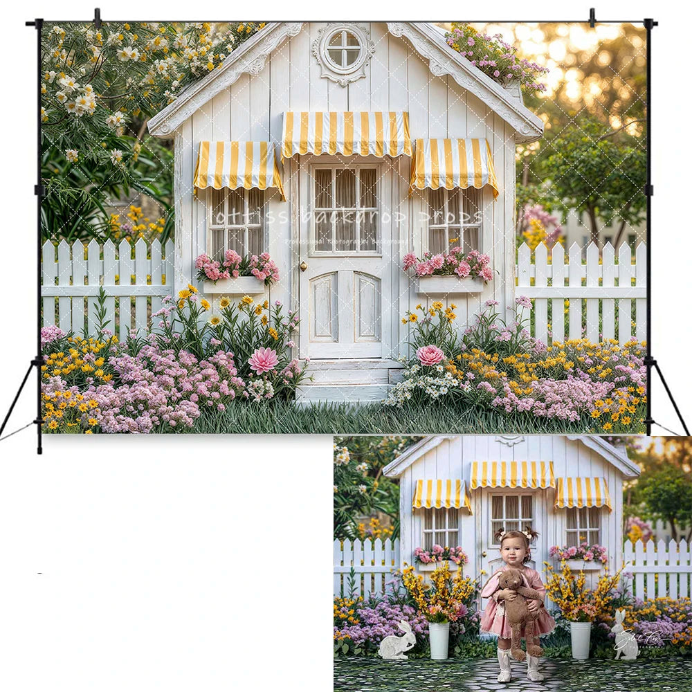 Easter Purple Spring Pathway Backdrops Kids Adult Photography Child Baby Photocall Easter Eggs Garden Entrance Backgrounds