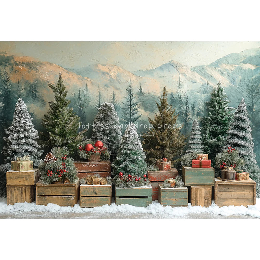 Winter Pine Forest Backdrops Kids Baby Photography Child Photocall Xmas Snowy Trees Decors Backgrounds
