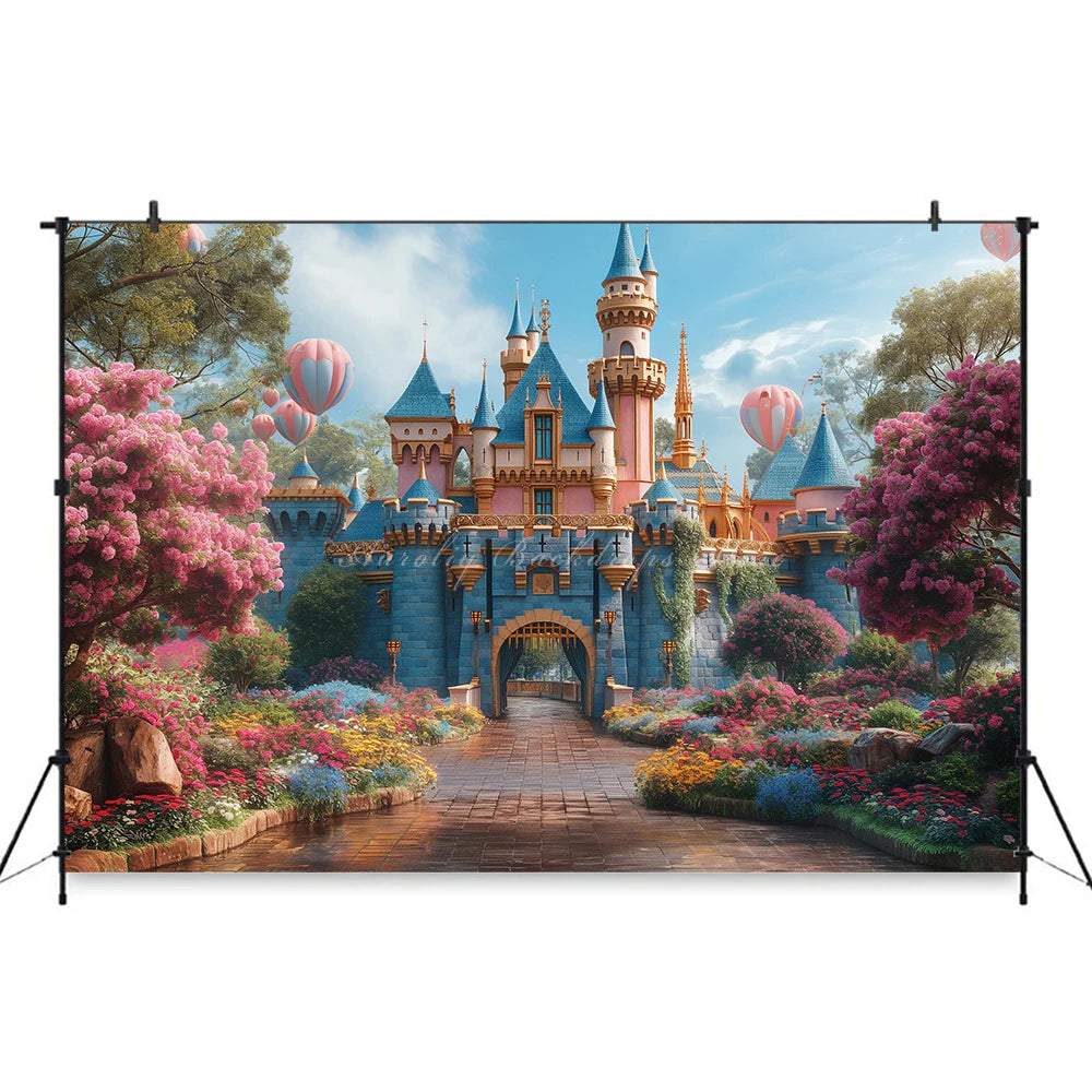 Magical Castle Photography Backdrop Hot Air Balloon Kids Baby Cake Smash Photocall Decors Child Adult Birthday Party Backgrounds